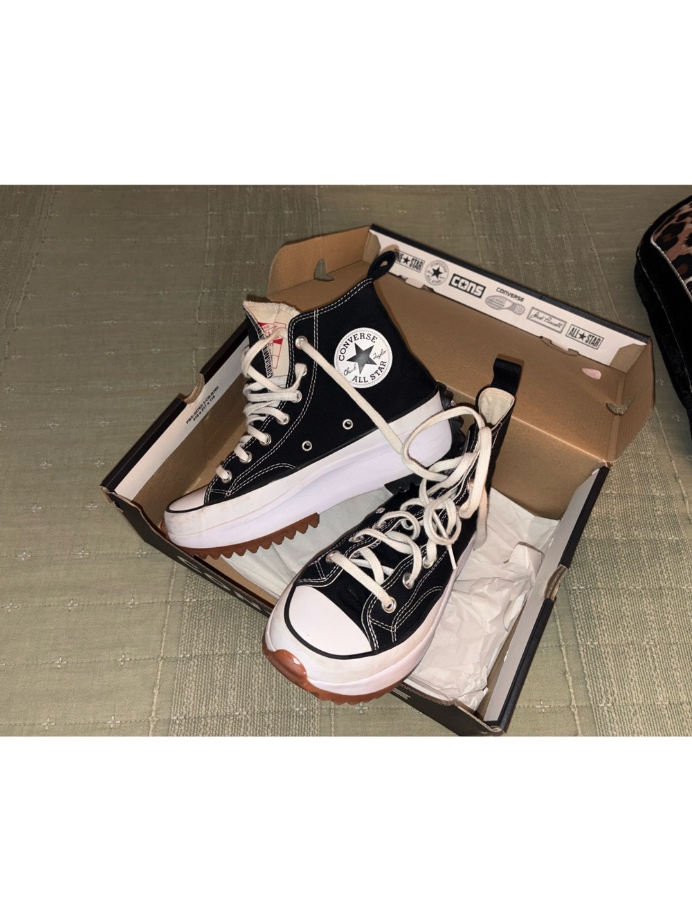 Converse Black White Platform High-Top Sneakers with Brown Tread